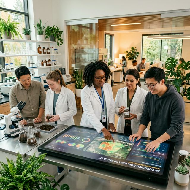 TuTu Earth team analyzing soil data